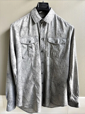D&G Floral Button Down Shirt in Gray Size Medium